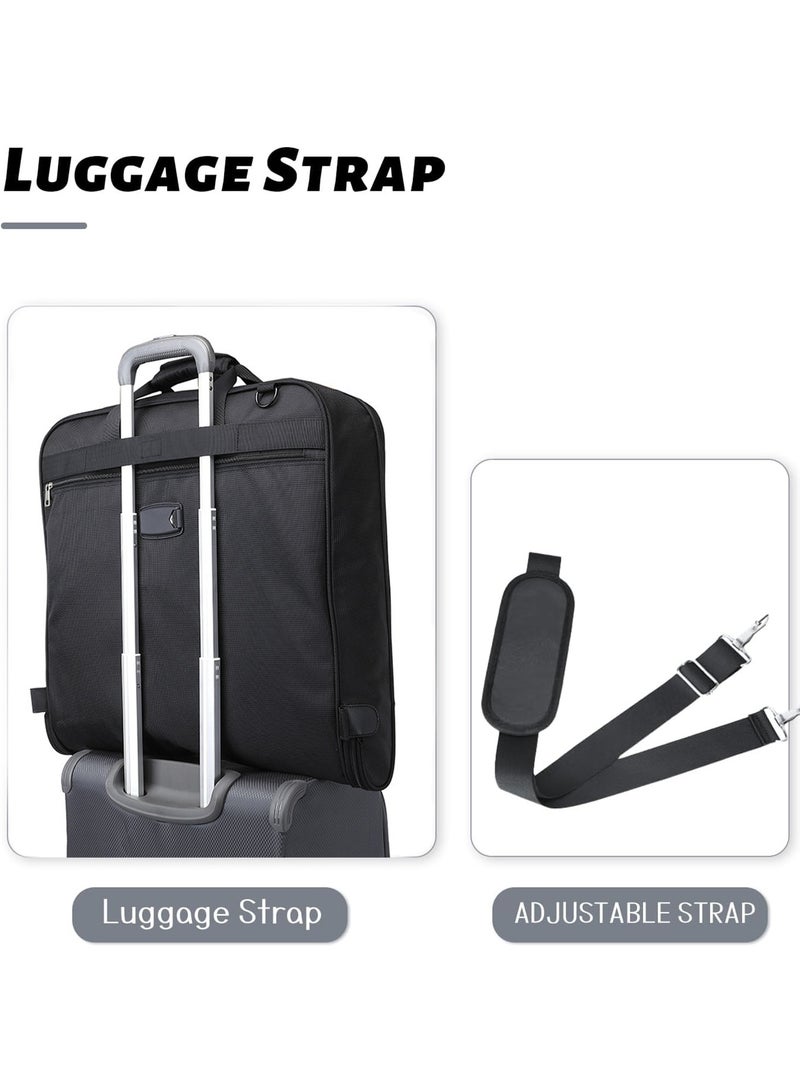 Large Carry-On Business Travel Garment Duffel Bag, Shoulder Strap, Shoe and Laptop Compartment, Structured Support, Premium Suit Garment Bag, Black - Image 4